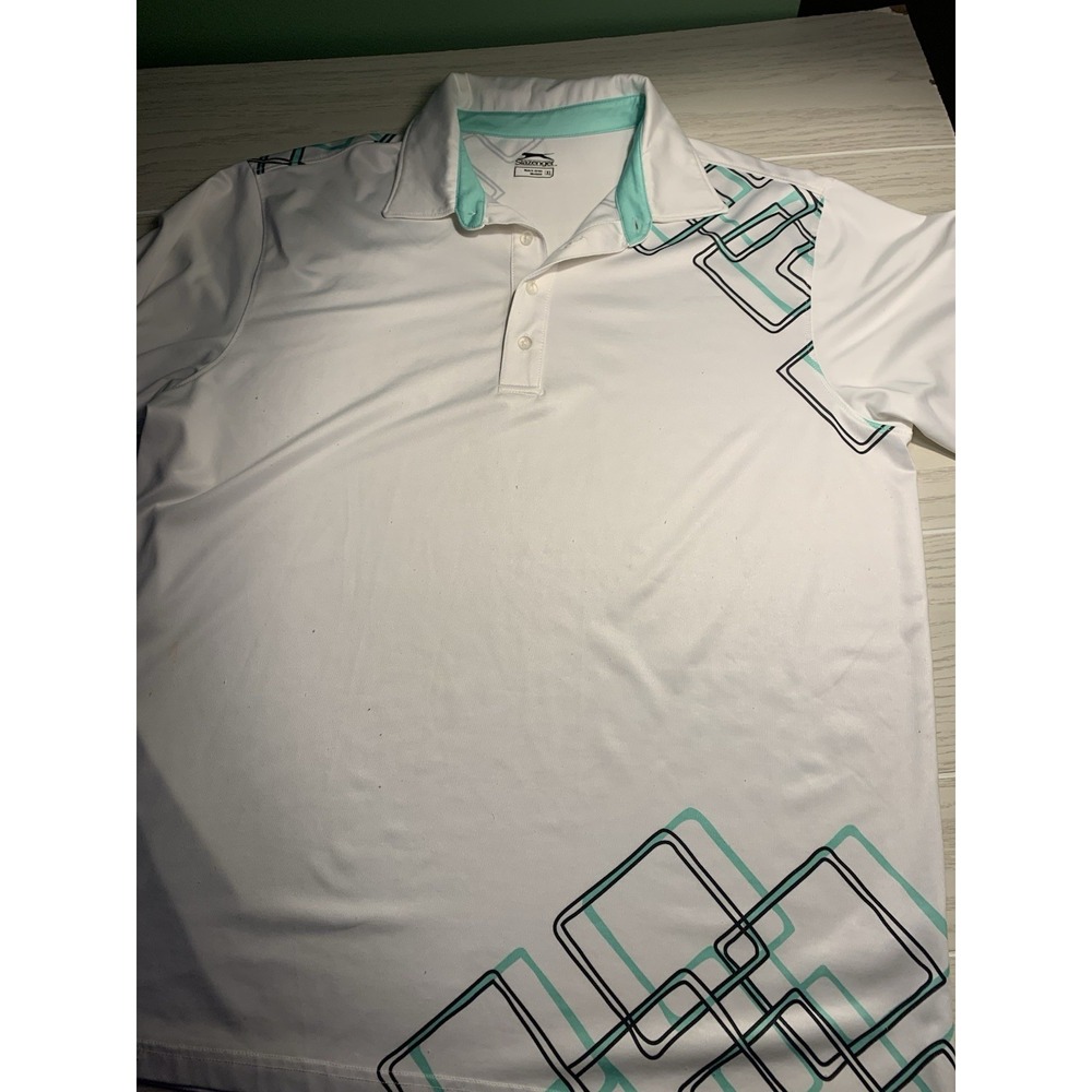 Slazenger Golf‎ Polo Shirt XL White Green Black Short Sleeve